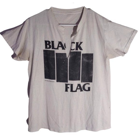 Vintage 80's Black Flag Shirt Size Large Distressed - Picture 1 of 6